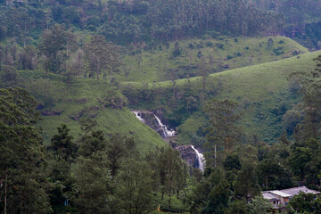 View of St. Claire Falls from The Watefall Villa in Sri Lanka.
