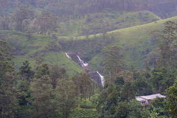View of St. Claire Falls from The Watefall Villa in Sri Lanka.