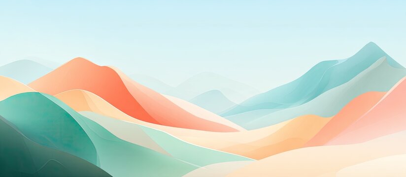Pastel colored mountain range landscape.