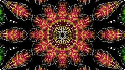 Colorful fractal kaleidoscope cosmic energy bloom abstract light mandala animation loop - Powered by Adobe