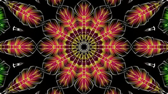 Colorful fractal kaleidoscope cosmic energy bloom abstract light mandala animation loop