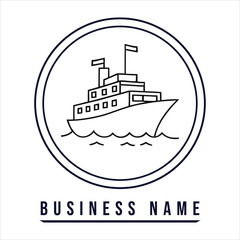Ship waves emblem boat water