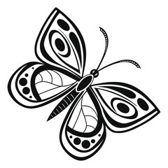 Tribal Butterfly Vector Illustration – Black and White Abstract Design