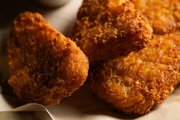 Crispy Fried Cheese Sticks or Hash Browns with White Dipping Sauce