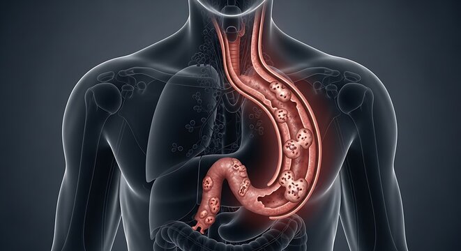 Esophageal Cancer Illustration - A Detailed Look at the Human Anatomy.