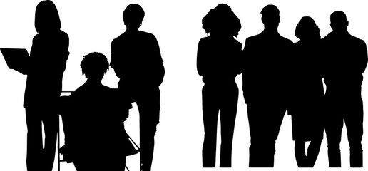 Vector art of silhouettes of a diverse group of people standing