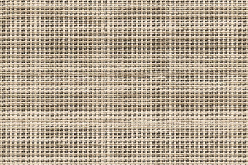 Beige woven fabric texture background with tight grid pattern for textiles and design