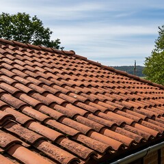 Terracotta Roof Tiles - A Close-Up View of Traditional Roofing.