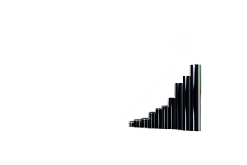 Stunning 3D bar graph visually representing strong upward financial growth and successful business expansion with a dynamic arrow.