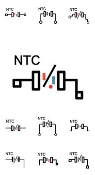 NTC Thermistor Symbols - Electronic Components for Temperature Sensing.