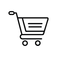 Simple Black Shopping Cart Icon Outline trolley symbol On Transparent Background