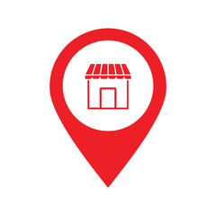 Red store location pin icon On Transparent Background