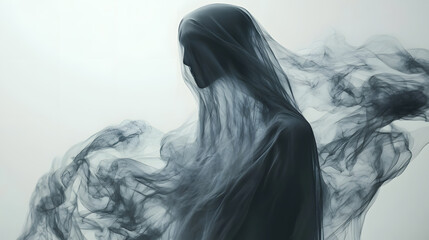 Silhouette of a Person Covered in Dark Smoke figure
