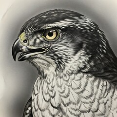 Detailed Portrait of a Majestic Hawk with Intense Gaze.