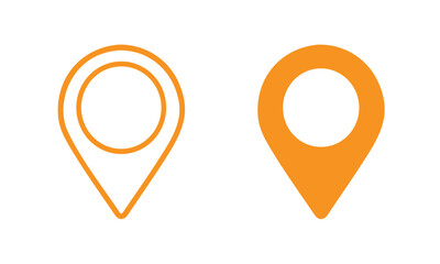 Orange and Outline Map Pin Icons marker location On Transparent Background