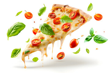 Tasty pepperoni pizza with melted cheese isolated on white background, ideal for restaurant promotions and Italian cuisine concepts