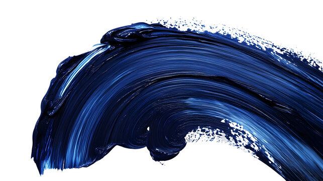 Bold artistic dark indigo brush stroke on black background for creative design
