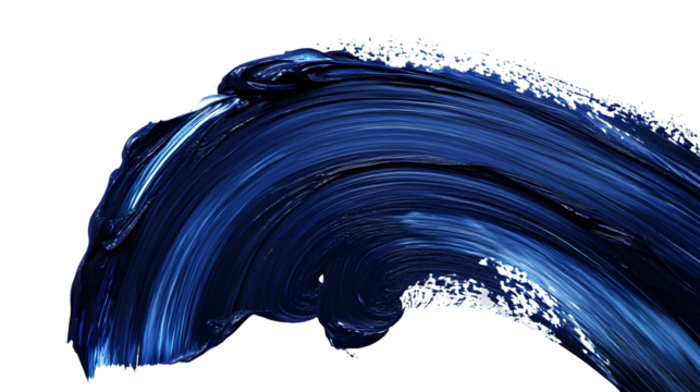 Bold artistic dark indigo brush stroke on black background for creative design