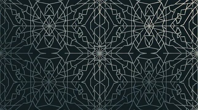Art Deco geometric pattern background, elegant silver line art on dark grey, sophisticated seamless luxury texture for premium branding and events