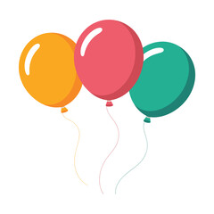 Naklejka premium Three colorful balloons floating together on white background