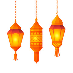 Diwali lanterns isolated on transparent background