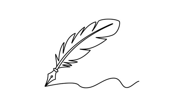 Elegant Quill Pen Illustration on White Background representing Writing Authorship and Creative Expression Ideal for Digital Content