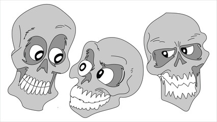 Cartoon Skull Skeleton Face with Large Round Eyes Vector