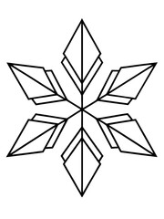 Obraz premium Geometric snowflake star pattern vector illustration scalable minimalist outline icon snowflake starburst snowflake ornament isolated on transparent background