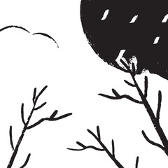 Minimalist Black and White Tree Branch Illustration Abstract Nature Line Art Design