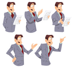 Businessman speaking and reading.