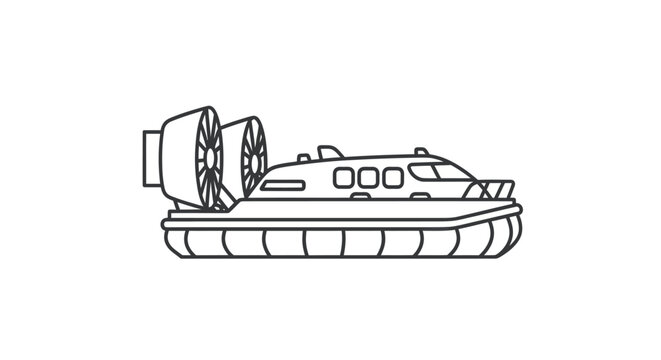 Hovercraft Line Art: A Detailed Outline of an Air Cushion Vehicle.