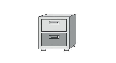 Two-Drawer Filing Cabinet with Rectangular Silver Handles.