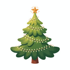 Festive christmas tree with star and lights