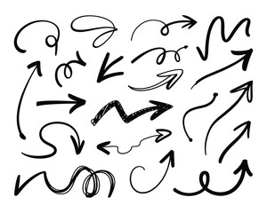 Charming hand drawn doodle arrow set vector illustration scalable eps icon for general use silhouette