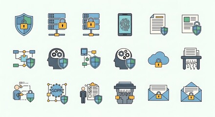 Data Security Icons - Protecting Information and Privacy.