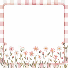 Blank white space surrounded by pink gingham and delicate wildflowers