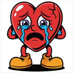 Heartbroken character depicting sadness and emotional pain in cartoon style illustration
