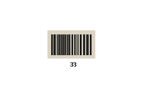 Beige barcode on black backdrop; thin vertical lines, coded