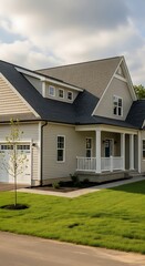 Suburban Home Exterior - A Modern American Dream in Natural Light.