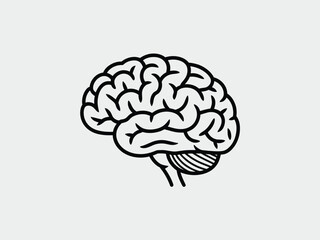 Minimalist vector illustration of a human brain scalable eps icon for general use silhouette