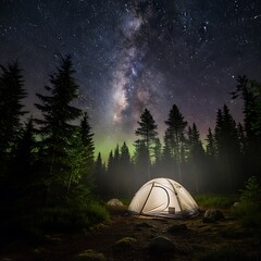 Night Camping Under the Milky Way - A Serene Outdoor Adventure.