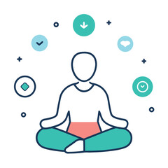 Person meditating with icons yoga