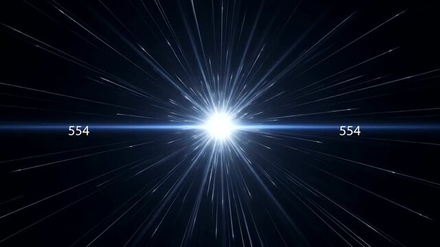 Bright light source with radial lines creating a starburst effect in space