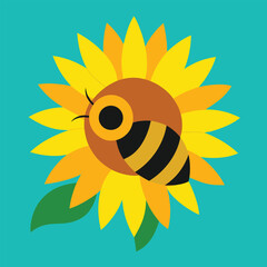 Bee on a Sunflower insect yellow