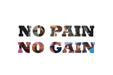 Motivational Typography Quote “No Pain No Gain” with Gym and Fitness Background – Workout Inspiration Text for Fitness and Bodybuilding Design