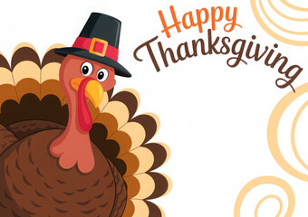 Thanksgiving day card. Turkey with hat.
