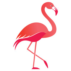 Fototapeta premium Elegant pink flamingo standing on one leg, tropical bird vector illustration for summer design, wildlife artwork, travel poster, fashion graphic, and exotic beach theme branding inspiration.