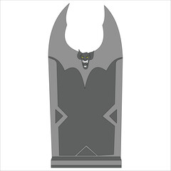 Gothic Tombstone with Vampire Bat Head Gargoyle Vector