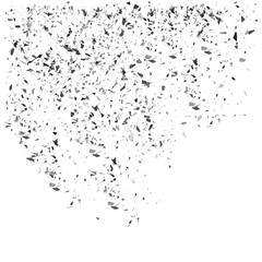 Falling Black and White Paper Confetti, Grayscale Confetti Overlay Isolated on White, Realistic Monochrome Paper Confetti Falling Down