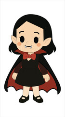 Cute Cartoon Little Girl in Vampire Halloween Costume Vector